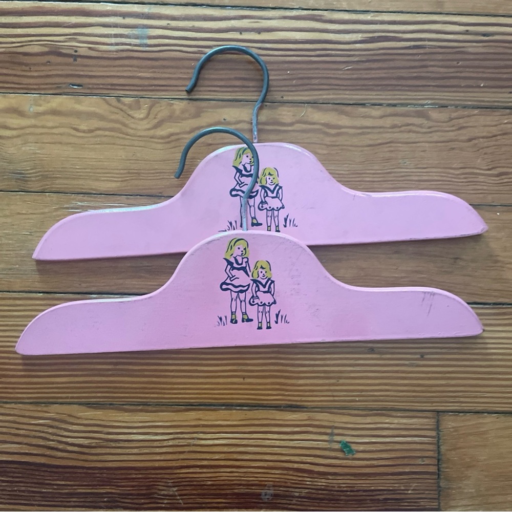 Vintage 1930’s Pink Wooden children’s Hangers